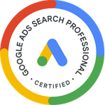 Google Ads Search Professional certification badge: a circular design with the Google 