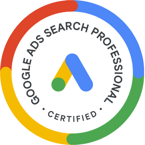 Google Ads Search Professional certification badge: a circular design with the Google 
