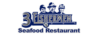 The logo for the 3 fishermen seafood restaurant