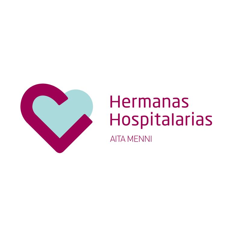 Logotipo: Corazón morado con relleno azul claro, texto