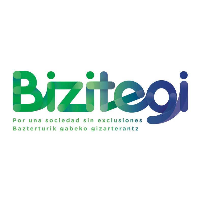 Logo for Bizitegi: green and blue text over