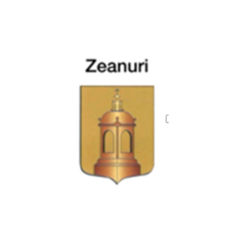 Emblema de la ciudad de Zeanuri con escudo y torre dorados.