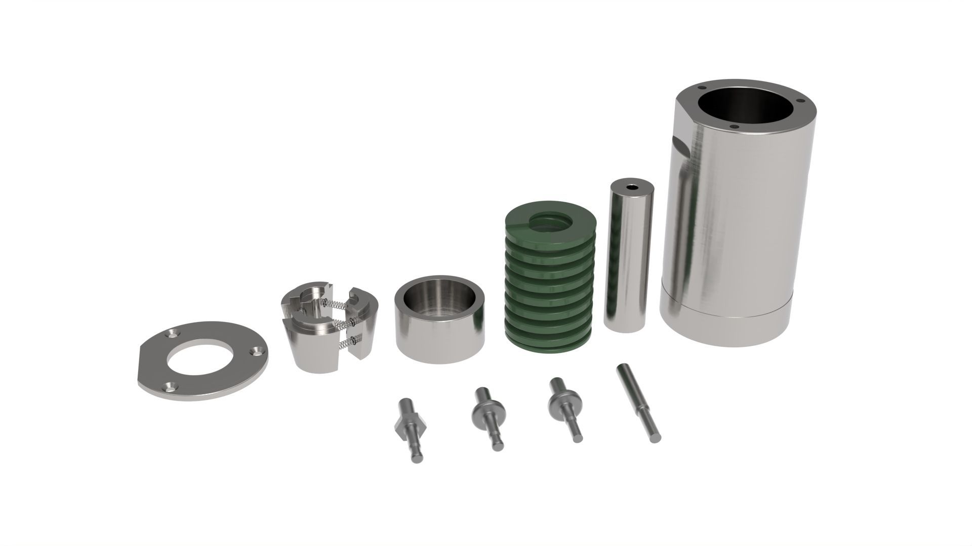 Exploded view of a fastener die assembly