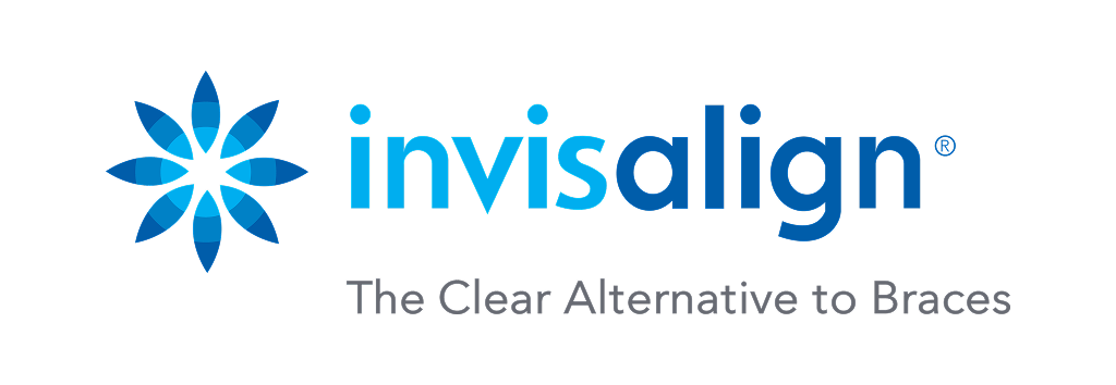 Invisalign logo: blue flower icon and text 