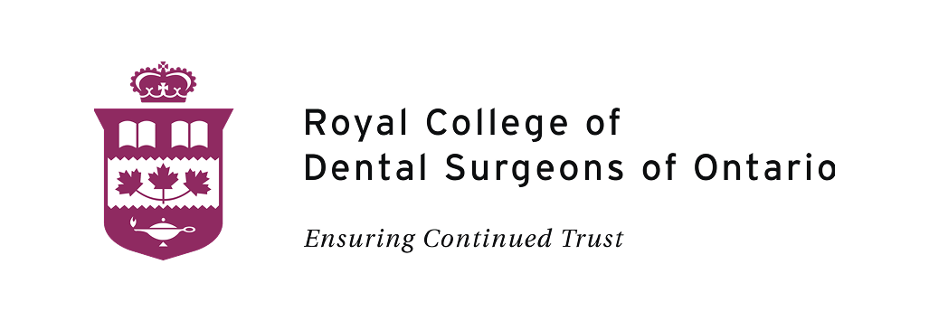 Royal College of Dental Surgeons of Ontario logo: Shield with crown, maple leaves, text.
