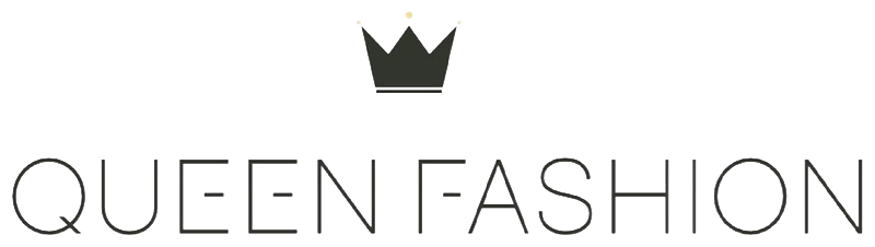 Logo di Queen Fashion con una corona nera sopra un sottile testo grigio su sfondo bianco.
