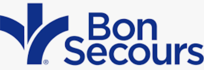 Bon Secours logo in blue with stylized cross and leaf design