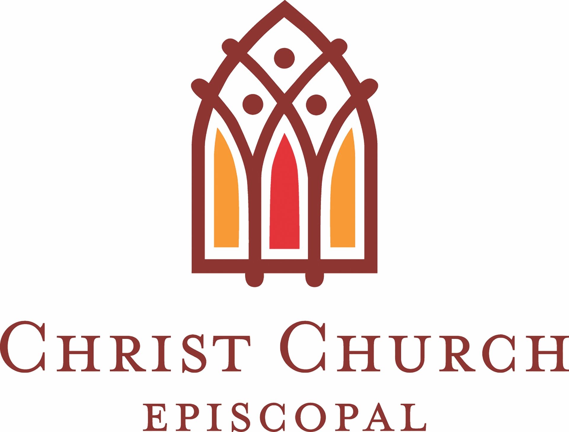 Christ Church Episcopal logo with stylized stained-glass window in red, orange, and purple