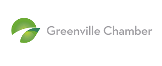 Greenville Chamber logo with green leaf icon and gray text