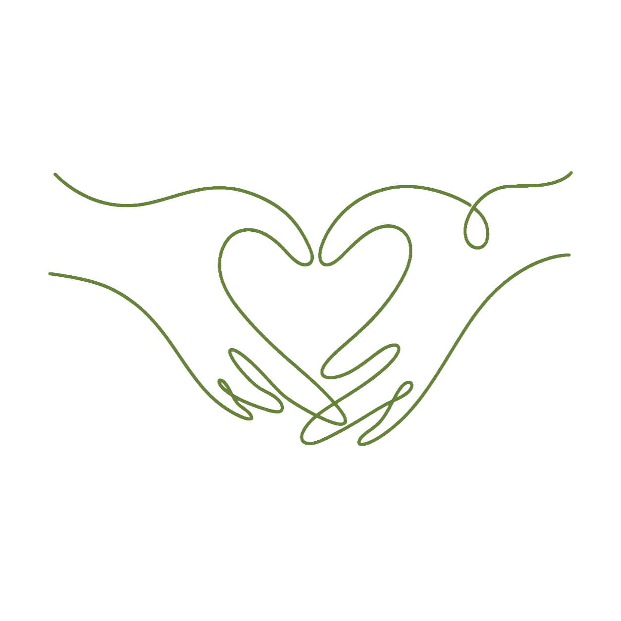 Open book icon with a fork on the left page and a spoon on the right in olive green outline