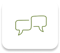 Open book icon with a fork on the left page and a spoon on the right in olive green outline