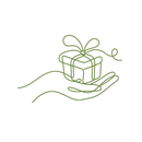 Open book icon with a fork on the left page and a spoon on the right in olive green outline