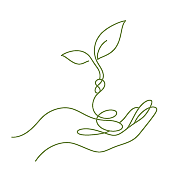 Open book icon with a fork on the left page and a spoon on the right in olive green outline