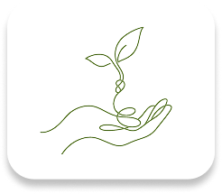 Open book icon with a fork on the left page and a spoon on the right in olive green outline