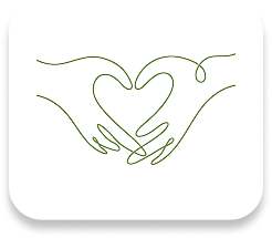 Open book icon with a fork on the left page and a spoon on the right in olive green outline