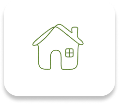 Open book icon with a fork on the left page and a spoon on the right in olive green outline