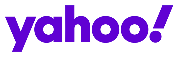 Yahoo! logo in purple italic text on a white background