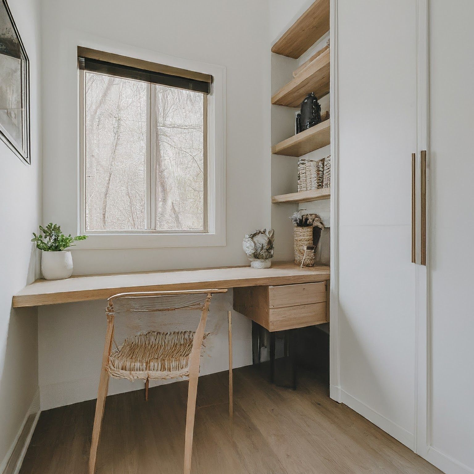 built in desk, dedicated workspace, workstation, home office