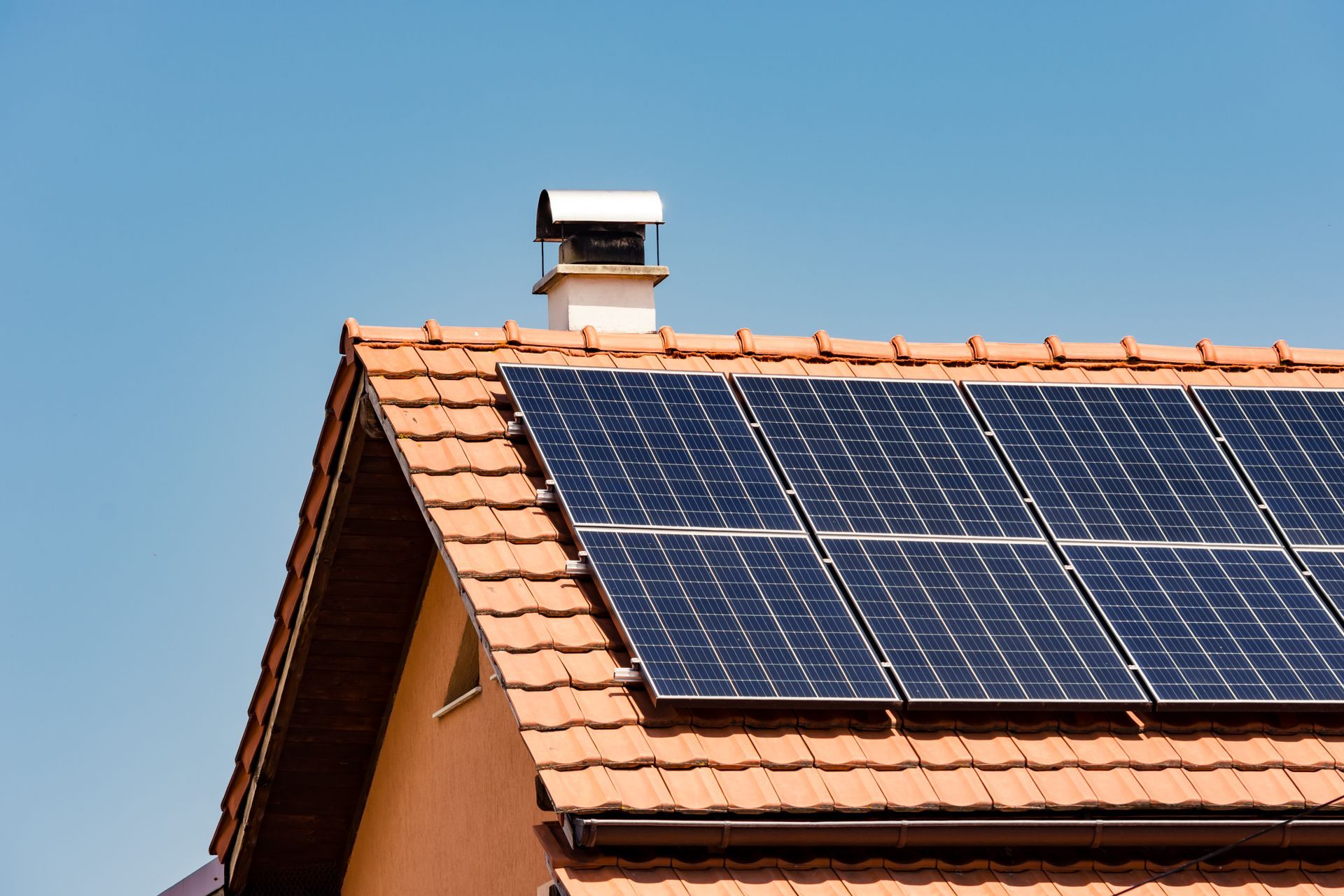 Solar panels on roof of house