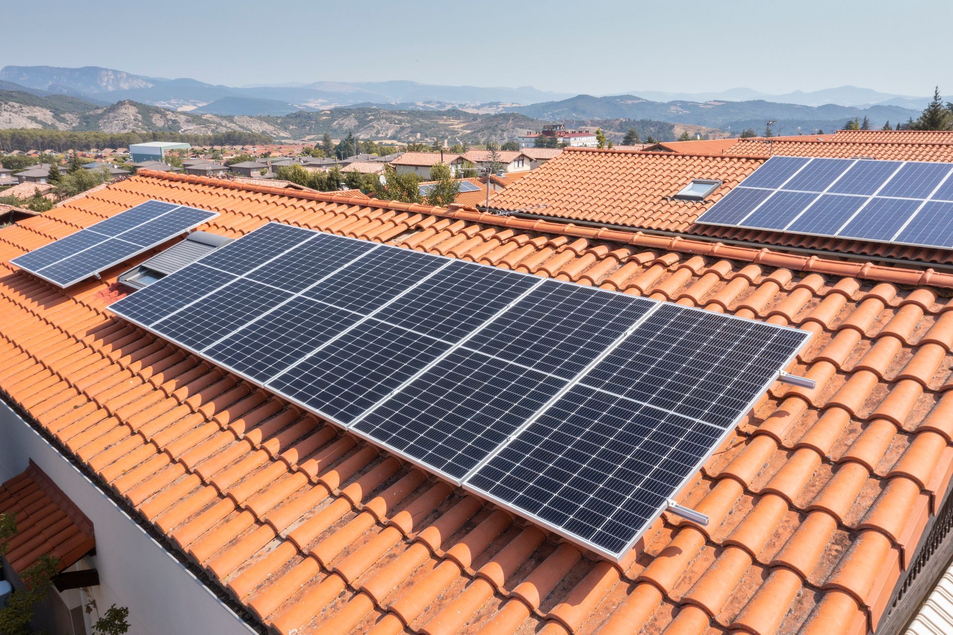 Solar panels on roof of house