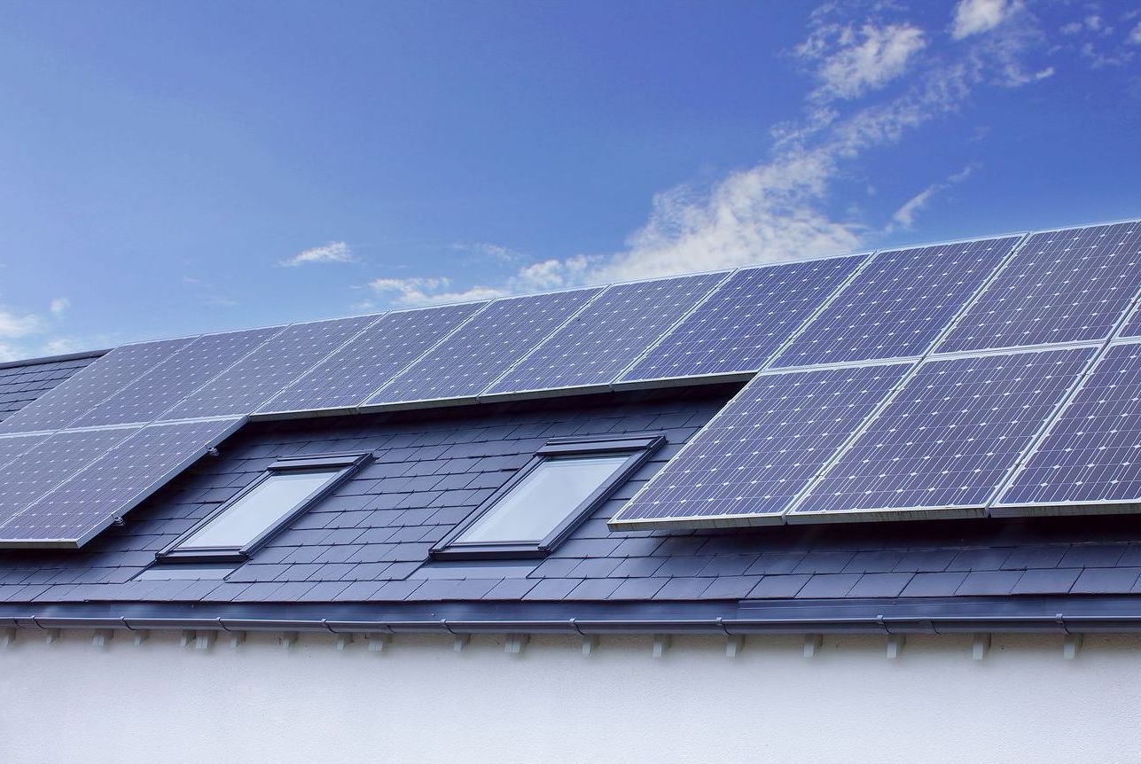 Solar panels on roof of house