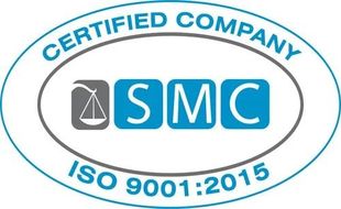 SMC certified company logo with ISO 9001:2015 seal in blue and gray.