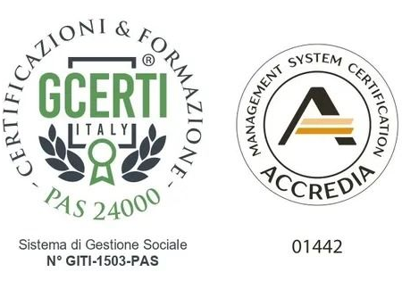 GCERTI and ACCREDIA certification logos with green and black text on white background