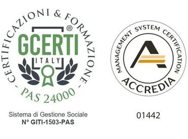 GCERTI and ACCREDIA certification logos with green and black text on white background