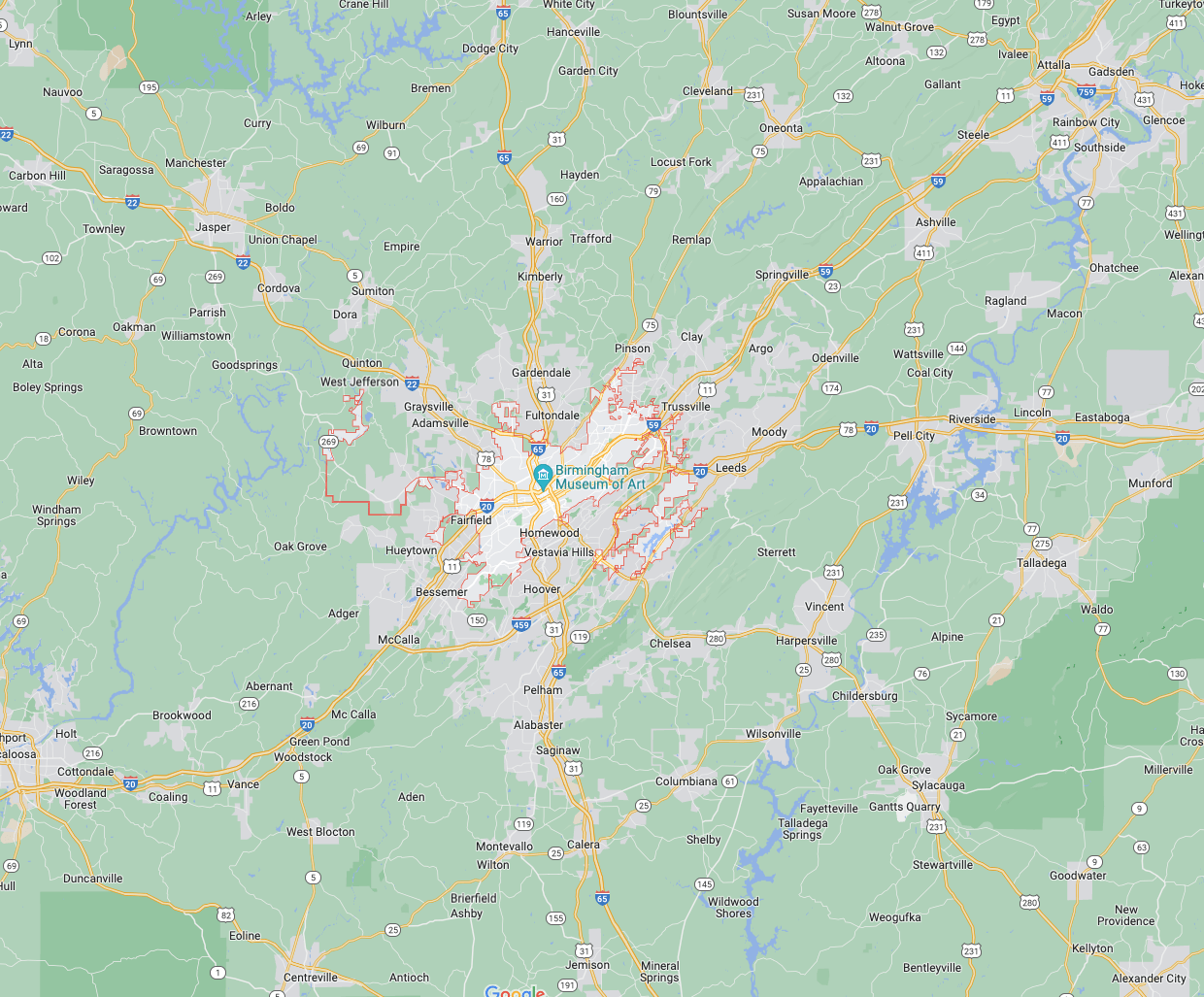 map of birmingham, al