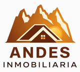 Logotipo de Andes Inmobiliaria con montañas marrones, una casa y un sol sobre el texto.