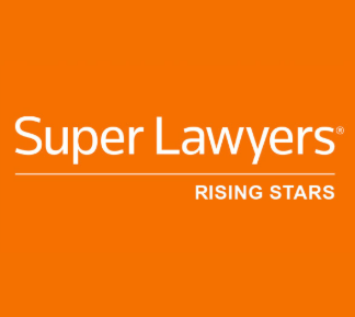 Super Lawyers Rising Stars logo on orange background