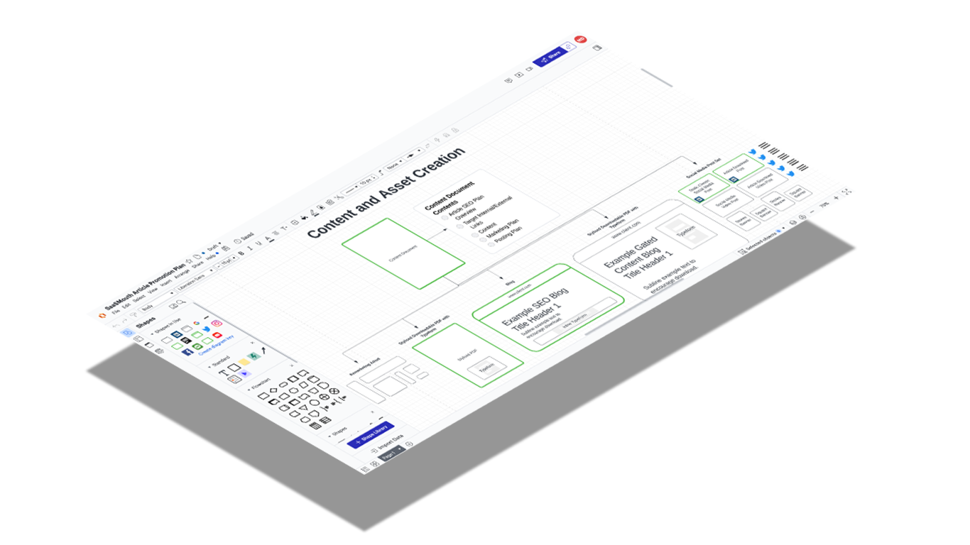 An isometric view of a computer screen with a diagram on it.