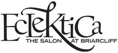 A black and white logo for eclectica the salon at briarcliff