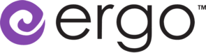 Ergo A logo for a company called ergo with a purple circle in the middle.
