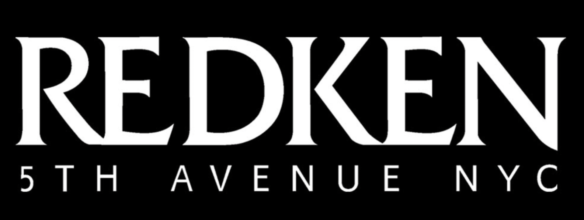 Redkin The logo for redken 5th avenue nyc is white on a black background.