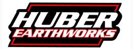 Huber Earthworks logo in bold white and red text on a black background