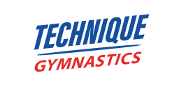 A blue and orange logo for technique gymnastics