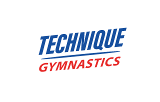 A blue and orange logo for technique gymnastics