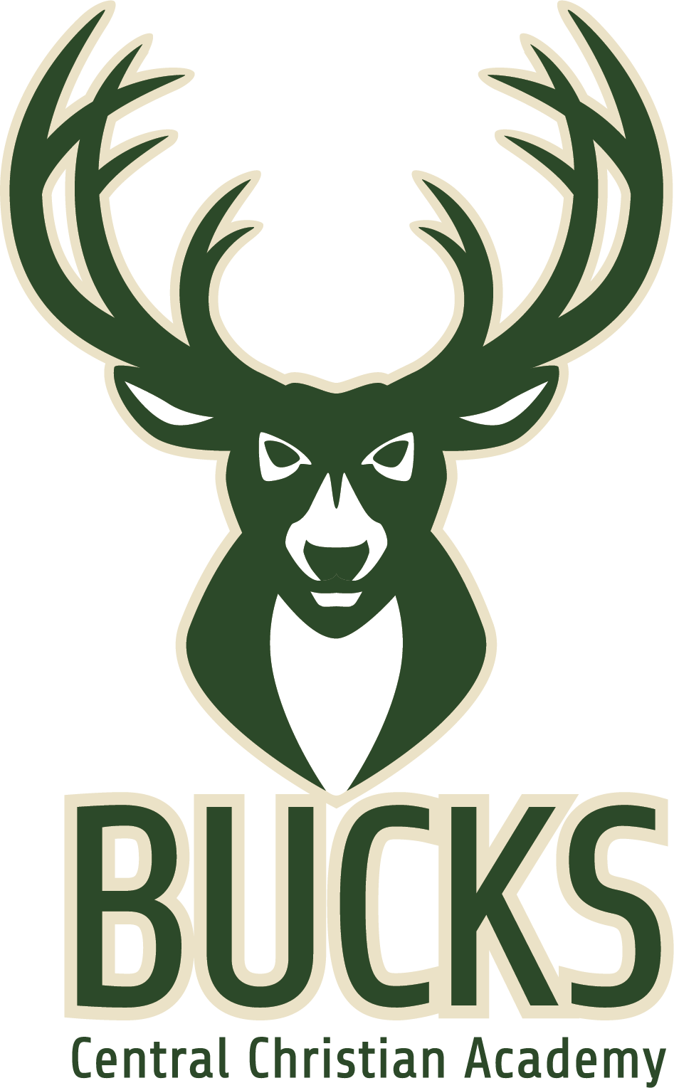 Green deer head logo with antlers above the word