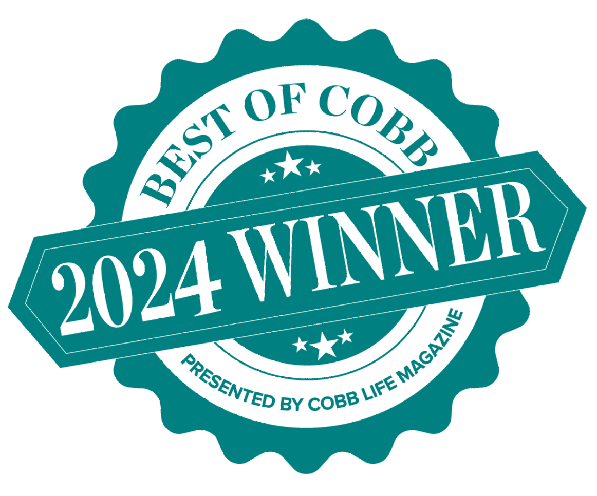 Teal award seal reading “2024 WINNER” for Best of Cobb, presented by Cobb Life Magazine