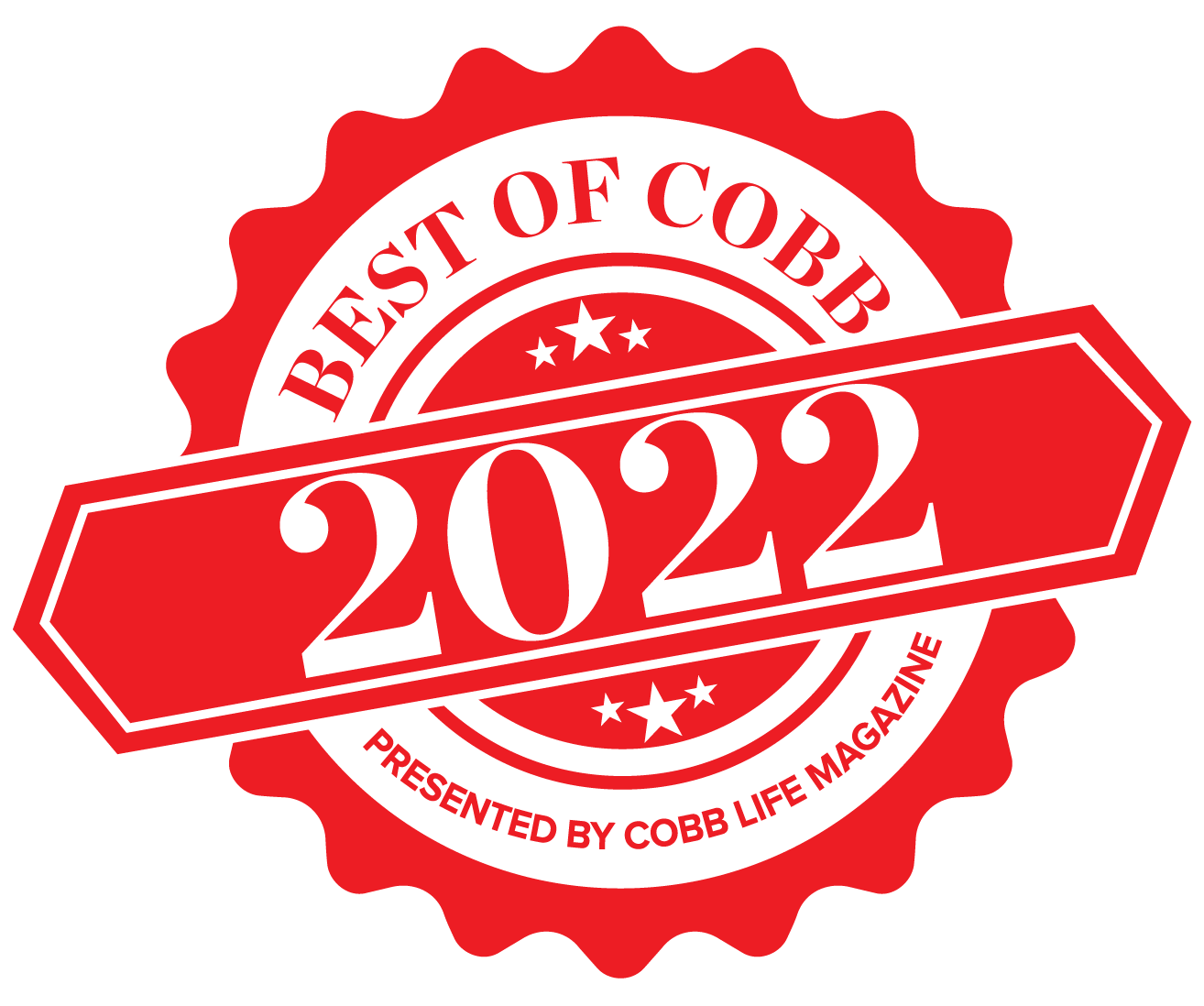 Red “Best of Cobb 2022” award badge with “Presented by Cobb Life Magazine” text