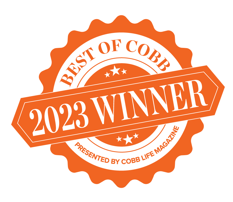 Orange “2023 WINNER” award seal for “Best of Cobb,” presented by Cobb Life Magazine