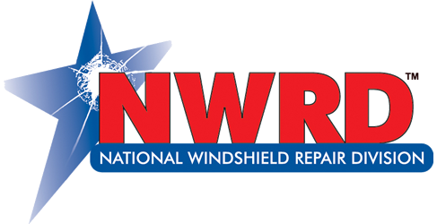 NWRD logo with red letters and blue star, National Windshield Repair Division