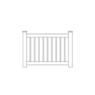 Simple white wooden fence with vertical slats and two posts