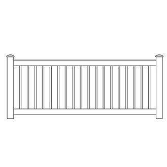 Simple white wooden fence with vertical slats and posts on both ends
