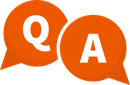 Icon of 2 speech bubbles. One has a Q in it and the other has an A in it.