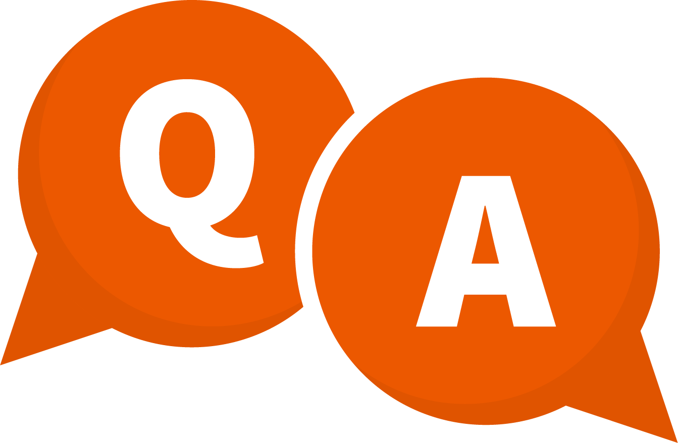 Icon of 2 speech bubbles. One has a Q in it and the other has an A in it.