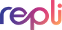 A colorful logo for a company called repli