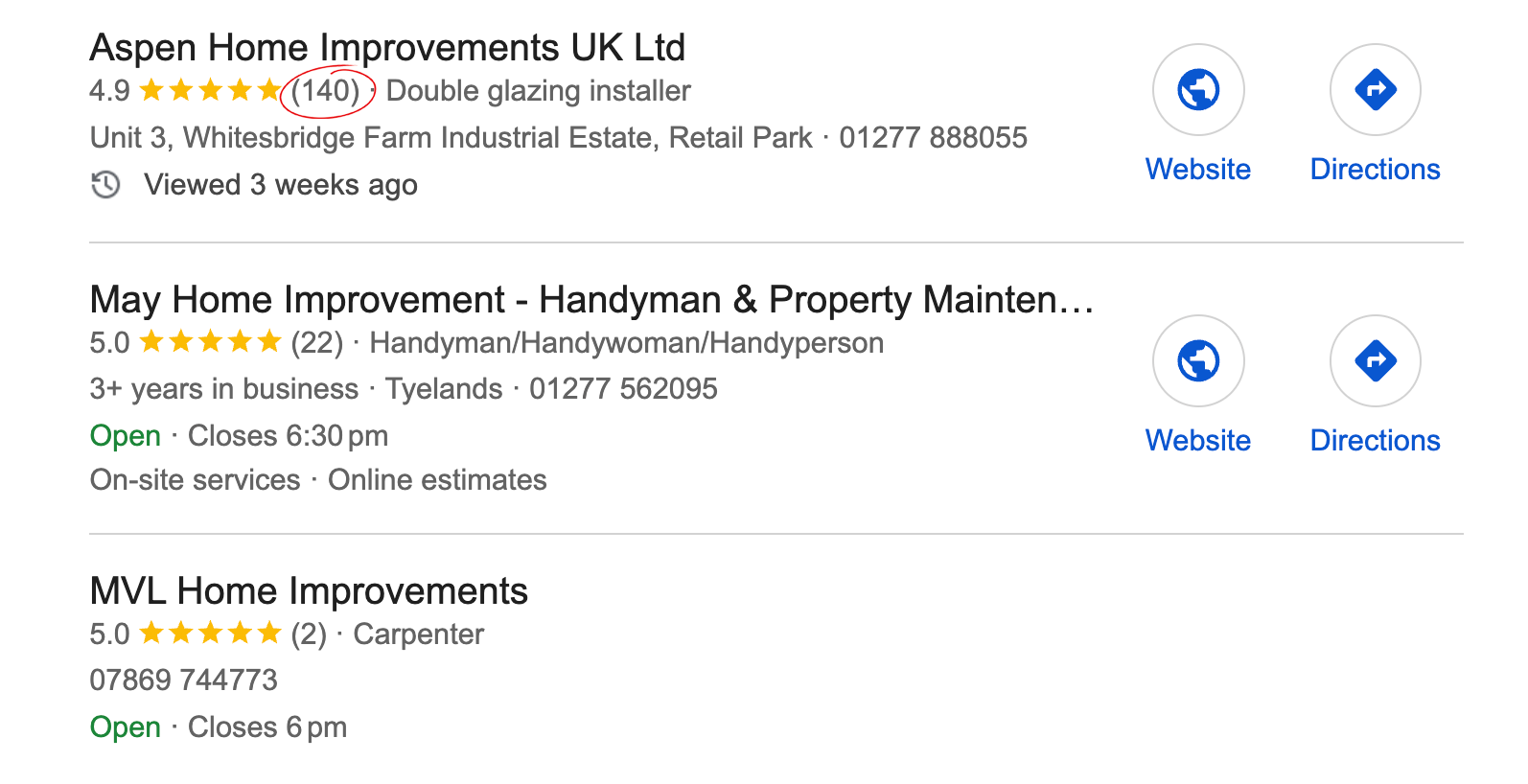 Google Map pack home improvements