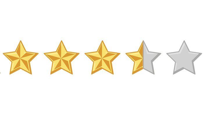 Three gold stars, one half-gold star, and one gray star on a white background
